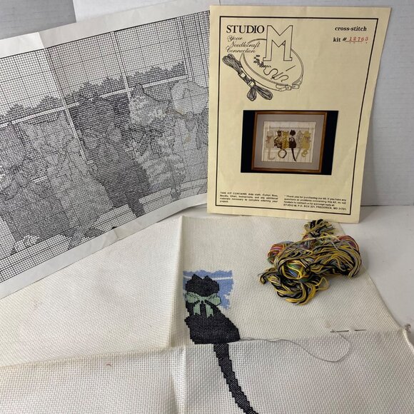 Studio M Love Cats in Window Cross-Stitch Kit #12703 Vintage To Finish USA - Picture 4 of 4